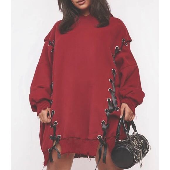 Dolls Kill Current Mood Hellions Hoodie 1X Wine Grunge Goth Rock Whimsygoth - Picture 9 of 9